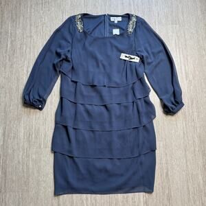 EMMA STREET Women’s Sequin Cocktail Dress Blue 20W Mother of Bride Groom NWT